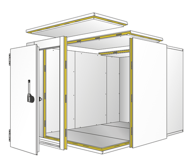 Kühlzelle Typ ISO 80,  B 110 x L 199 x H 210 cm (ohne Aggregat und Regalsystem)