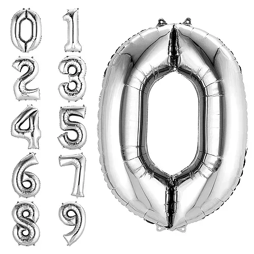 34&quot; Silver Number Balloons