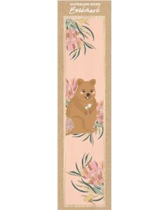 Quokka On Pale Pink Wooden Bookmark