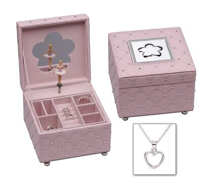 Cherished Moments - Musical Jewelry Box w/ Sterling Silver Heart Necklace