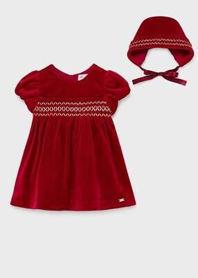 Mayoral- Newborn- Velvet Dress w/Bonnet