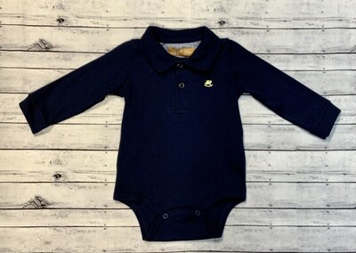 Up Baby- Long Sleeve Jersey Cotton Polo Bodysuit