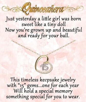 Cherished Moments - Quinceañera Heart Necklace 14K Gold