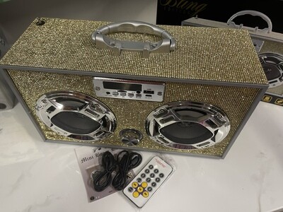 Trend Tech -Bling Edition: Bluetooth Boombox w/LED lights &amp; Phone Holder