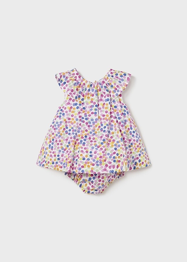 Mayoral- Newborn- Printed Dots Flutter Sleeve Dress