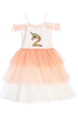 Chewy Kids Wear- Flamingo-Corn Flip Sequin Tutu Dress