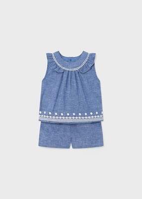 Mayoral- Baby- 2PC Embroidery Linen Set
