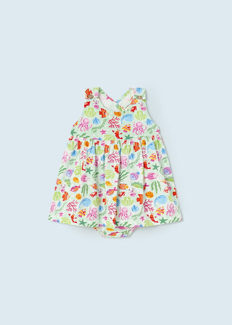 Mayoral- Baby- Ecofriends Printed Dress, Size: 36M (US 3-4T), Color: 79 Agua, Style: 1975