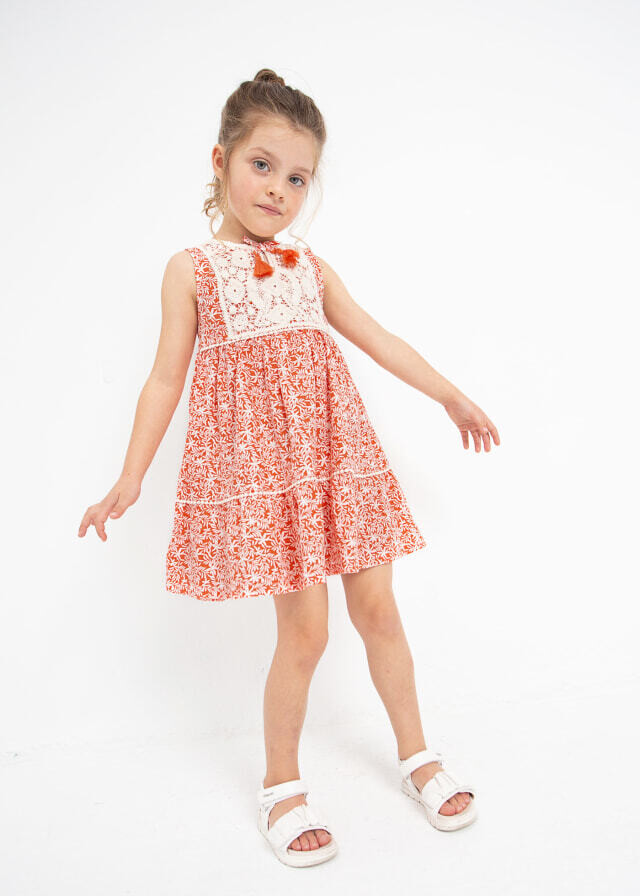 Mayoral- Mini- Crochet Motif Cotton Dress Girl