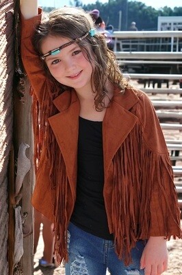 Kids Charm- Amy Faux Suede Fringe Jacket