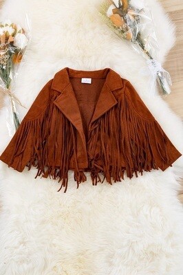 Kids Charm- Amy Faux Suede Fringe Jacket