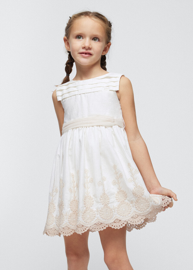 Mayoral- Mini- Ecofriends Embroidered Belted Dress Special Occasion