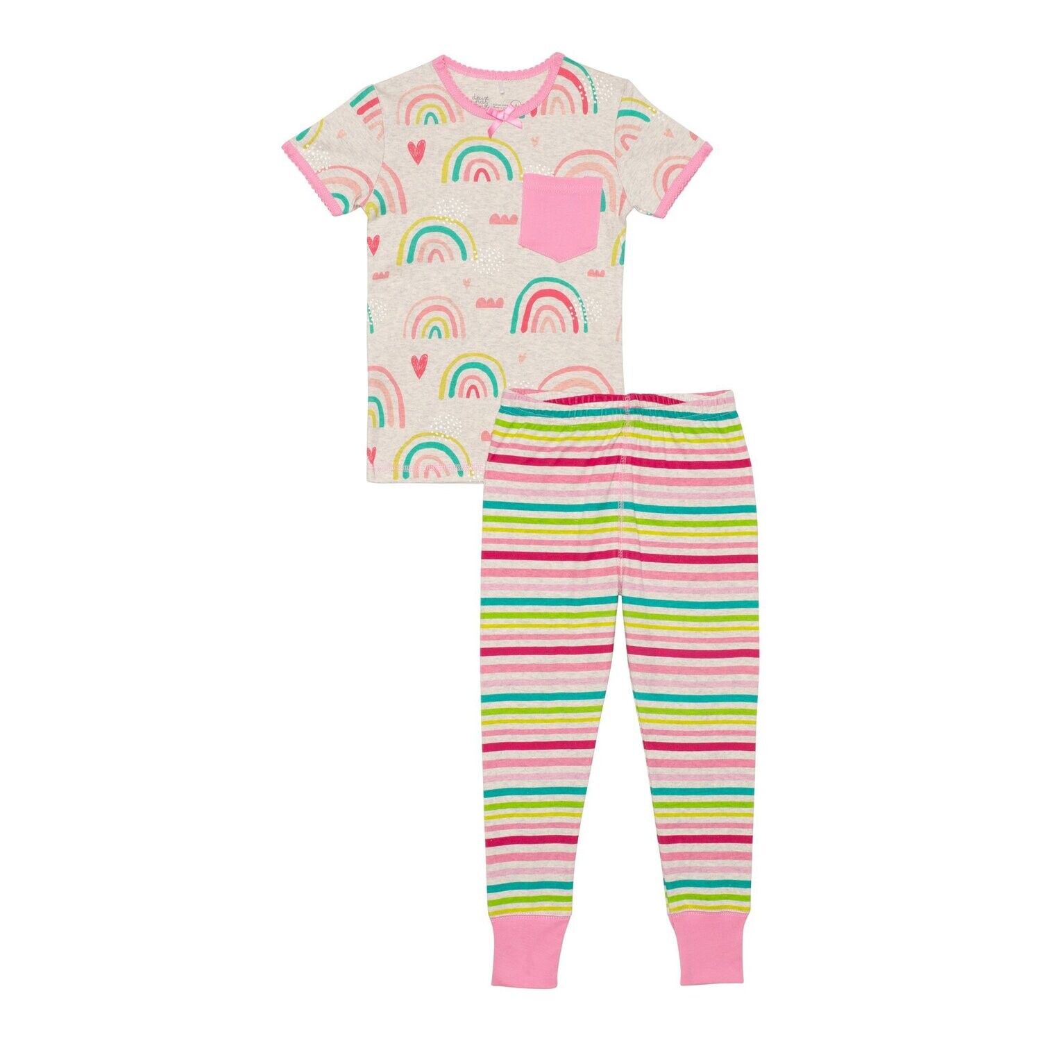 Deux Par Deux- Two Piece Pajamas, Color: Rainbow, Size: 12M