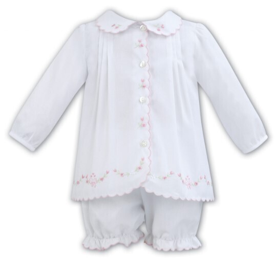 Sarah Louise- Long Sleeve Embroidered Bloomer Set