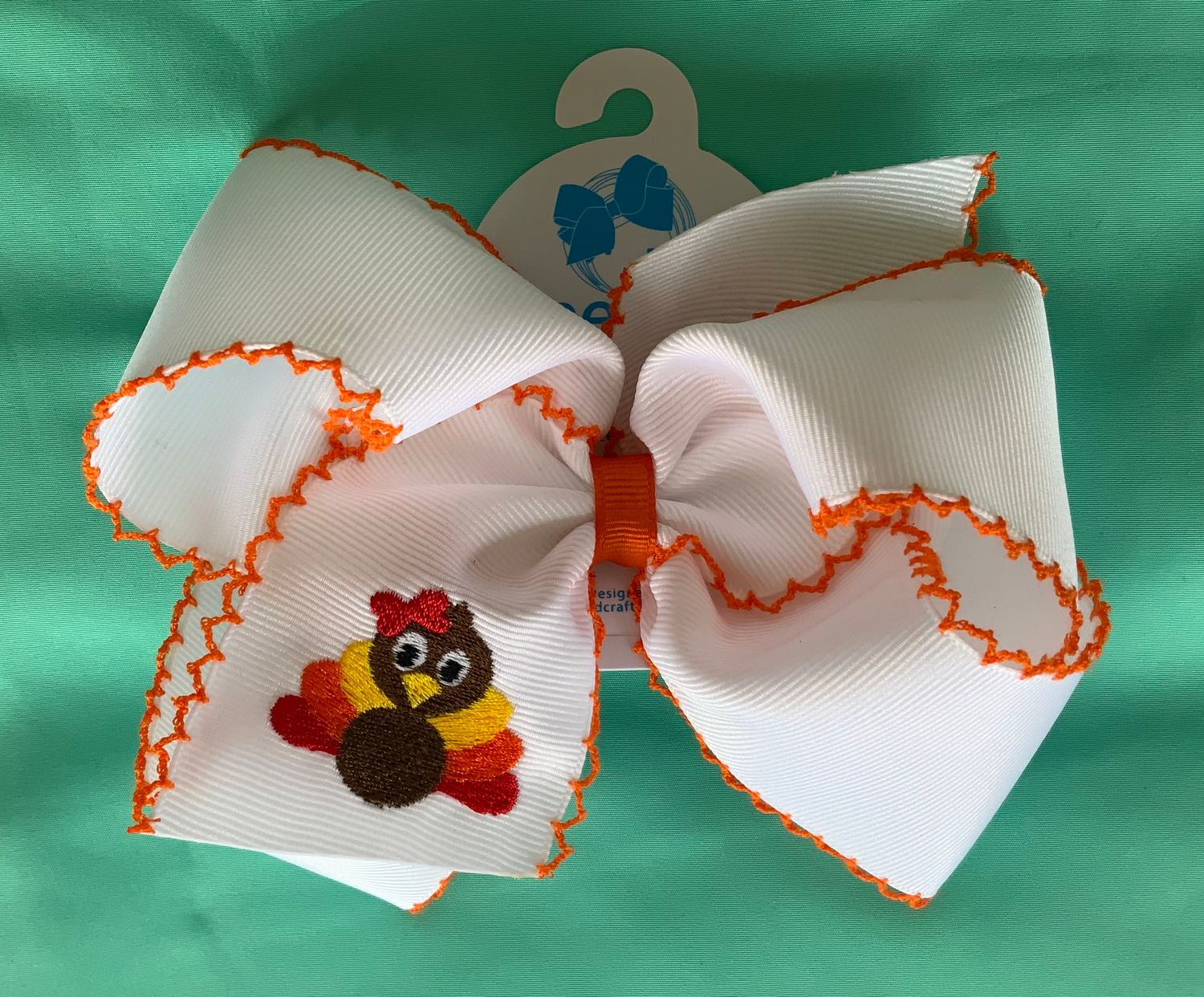 Wee Ones- Grosgrain Moon-stitch EMB Harvest Bows