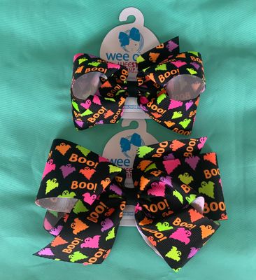 Wee Ones- Grosgrain Neon Halloween Print Bow
