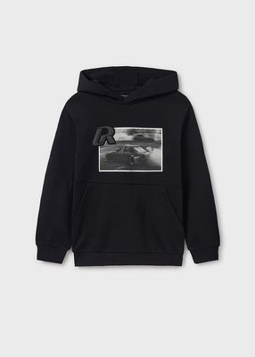 NUKUTAVAKE- Juniors- Boys Black and White Print Hoodie