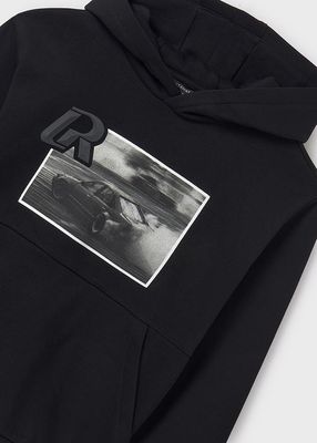 NUKUTAVAKE- Juniors- Boys Black and White Print Hoodie