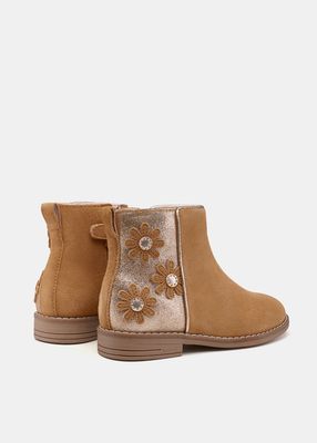 Mayoral- Mini- Girls Flowered Suede Ankle Boots 