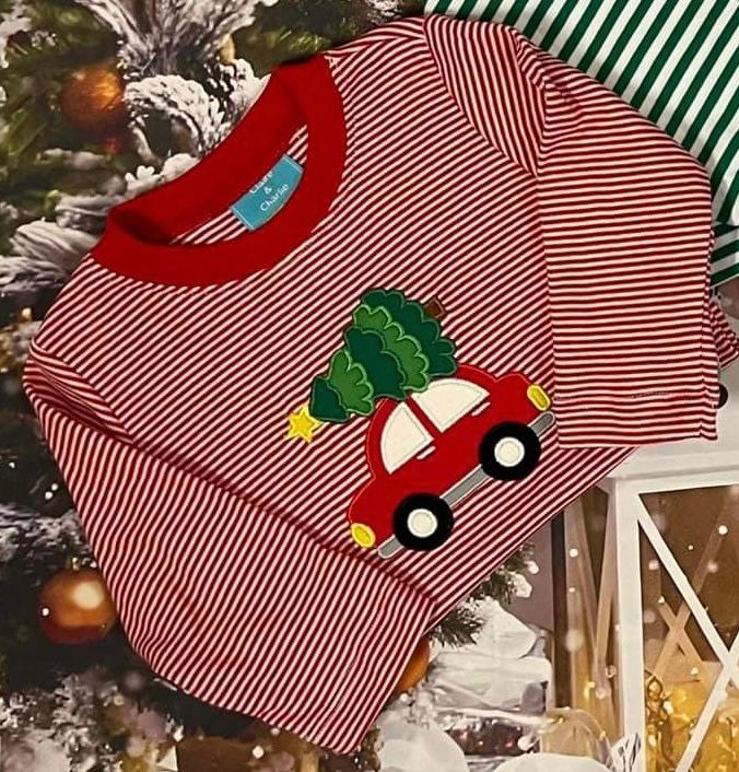 Claire &amp; Charlie- Tree On Car Applique Pant Set