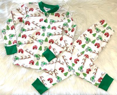 Ishtex Textile- Christmas at Farm Boy&#39;s PJ Set