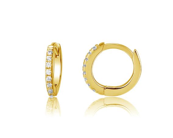 Cherished Moments- Huggie 14K Gold-Plated CZ Hoop
