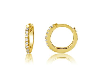 Cherished Moments- Huggie 14K Gold-Plated CZ Hoop