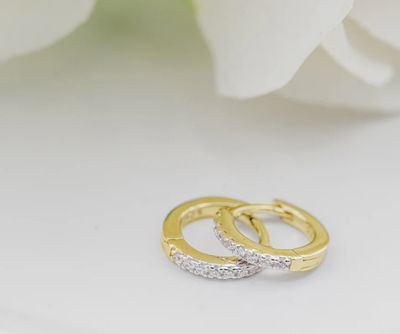 Cherished Moments- Huggie 14K Gold-Plated CZ Hoop