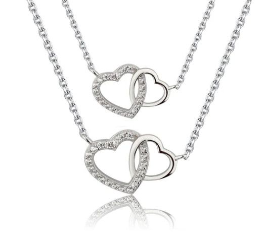Cherished Moments- Mom &amp; Me Necklaces Hearts Entwined Sterling Silver