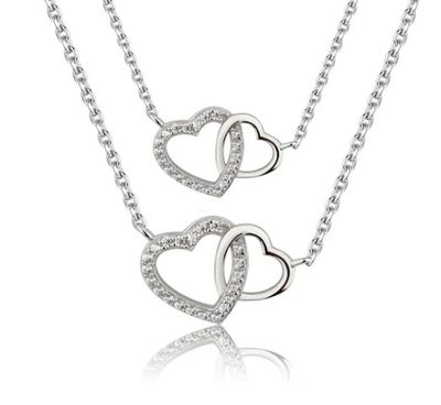 Cherished Moments- Mom &amp; Me Necklaces Hearts Entwined Sterling Silver