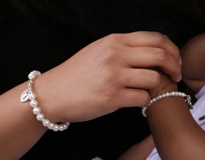 Cherished Moments- Mom &amp; Me Sterling Silver Bracelet Set She Holds the Key to Your Heart