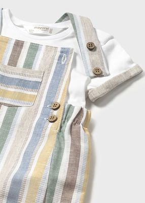 Mayoral- Newborn- Dungaree and Linen T-Shirt Set