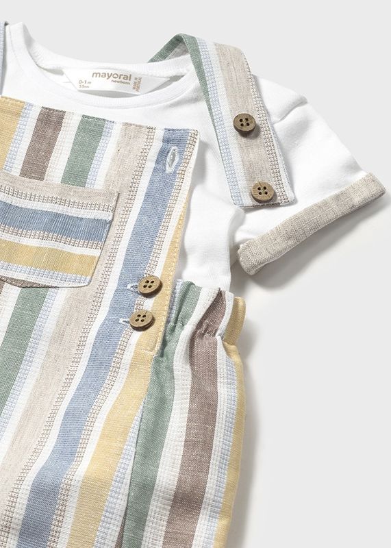 Mayoral- Newborn- Dungaree and Linen T-Shirt Set