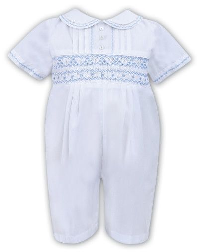 Sarah Louise- Smocked Romper Peter Pan Collar