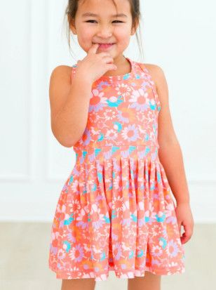 RuffleButts- Coral Active Dress &amp; Bike Short Set