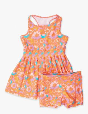 RuffleButts- Coral Active Dress &amp; Bike Short Set