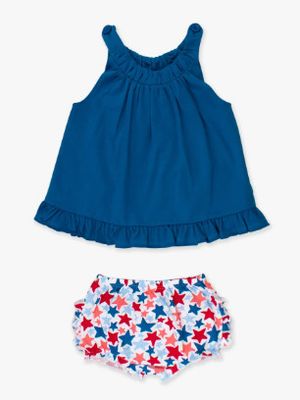 RuffleButts- Star-Spangled Knit Swing Top and Bloomer Set