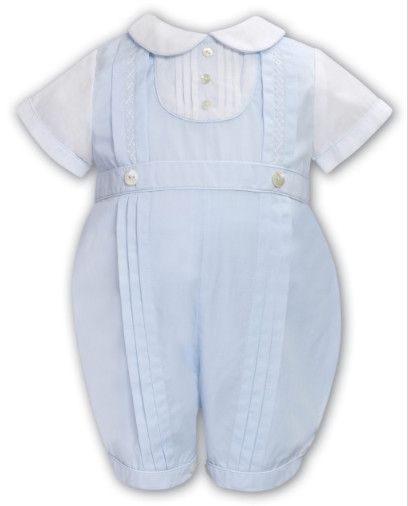 Sarah Louise- Boy Pintuck Embroidered Romper