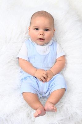 Sarah Louise- Boy Pintuck Embroidered Romper
