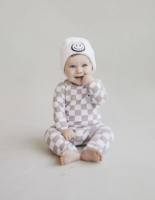 Lucky Panda Kids- Checkered Smiley Lounge Set