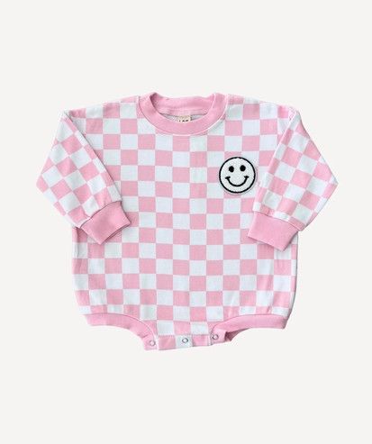 Lucky Panda Kids- Checkered Smiley Bubble Romper