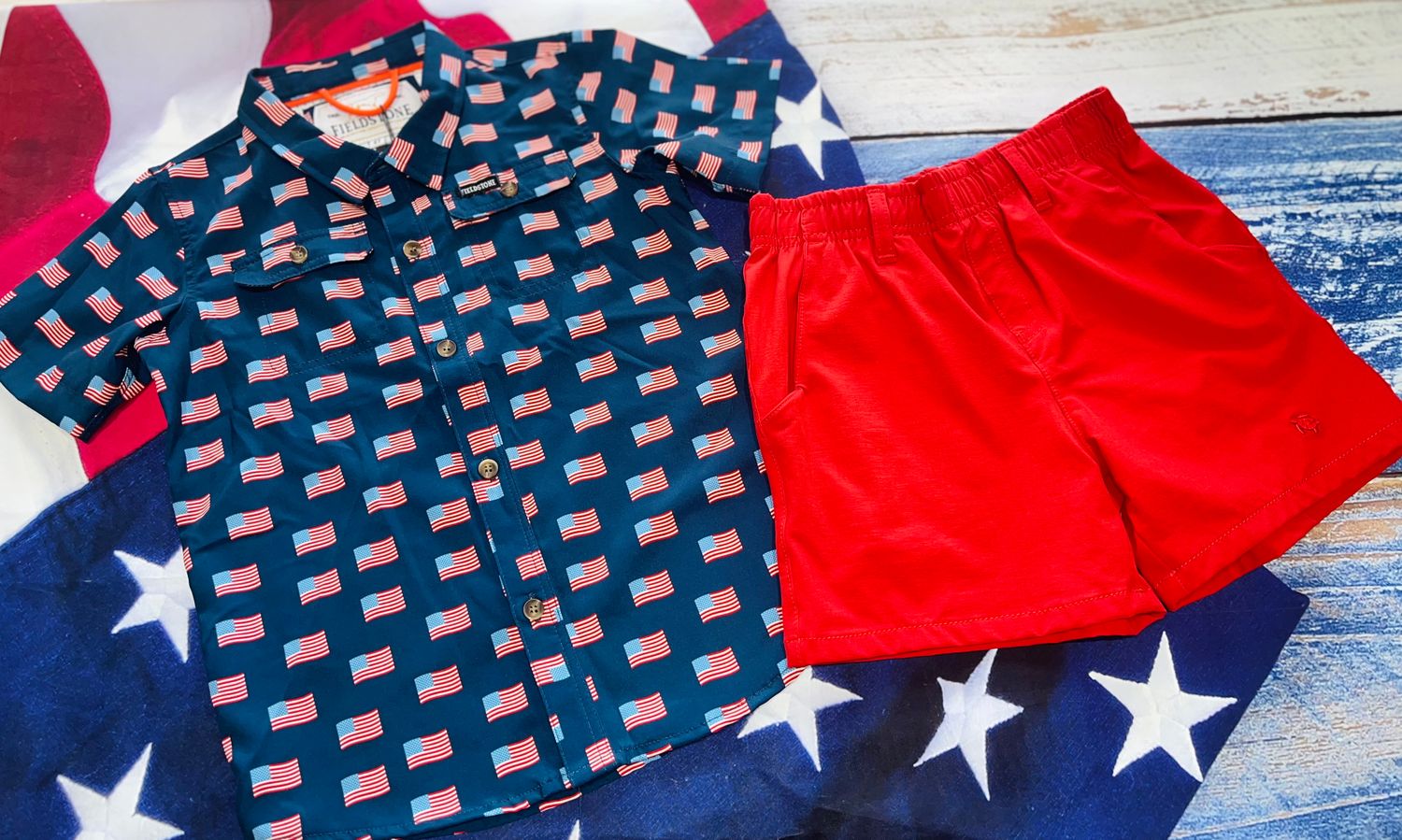 Fieldstone - American Flag Button Down
