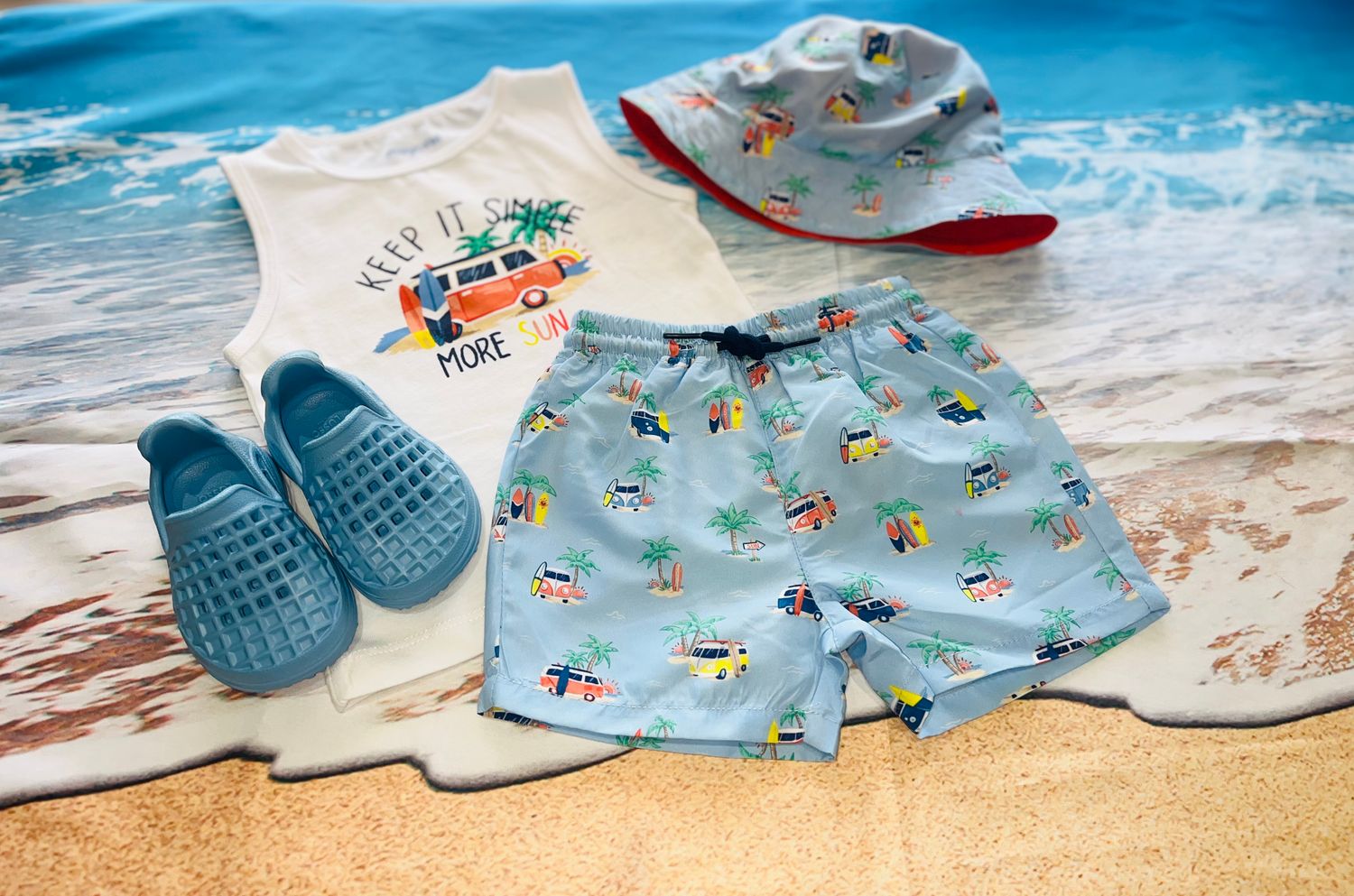 Mayoral- Baby- Ecofriends Boys Printed Swimsuit set w/Reversible Hat 