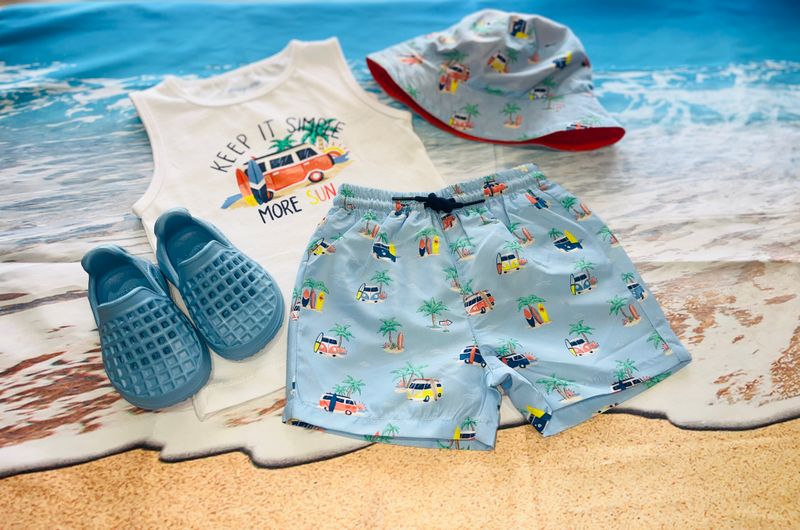 Mayoral- Baby- Ecofriends Boys Printed Swimsuit set w/Reversible Hat 