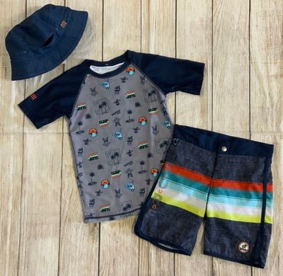 Noruk- S/S Rashguard T-Shirt UV50+ &amp; Boardshorts Swim