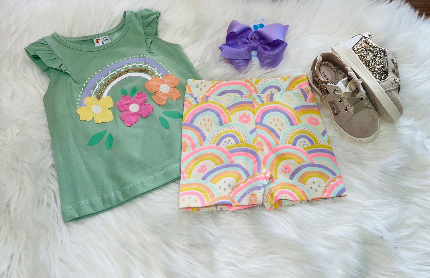 Tangerine Sky- Rainbow Top &amp; Shorts