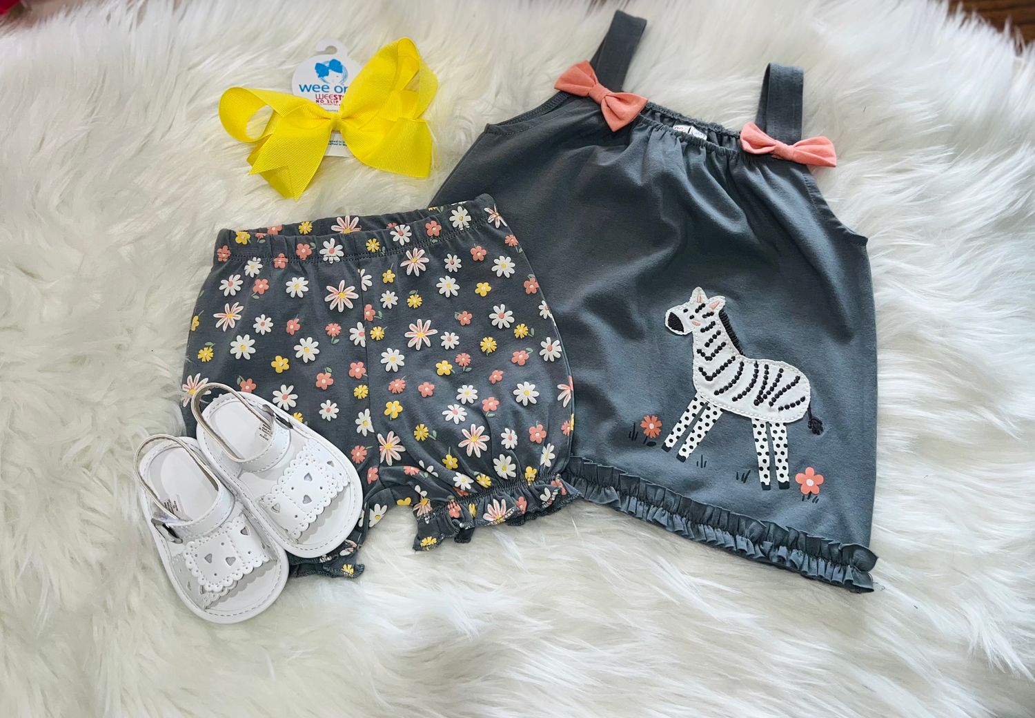 MiniBamba- Zebra Top w/Floral Bloomer
