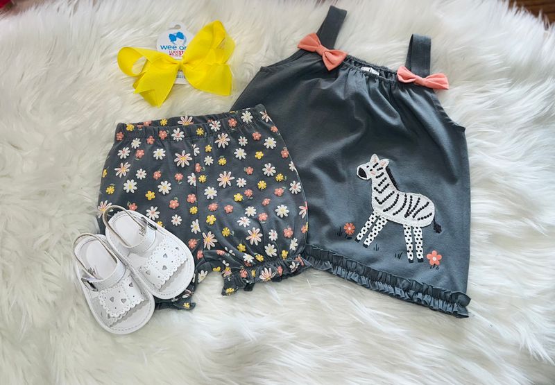MiniBamba- Zebra Top w/Floral Bloomer