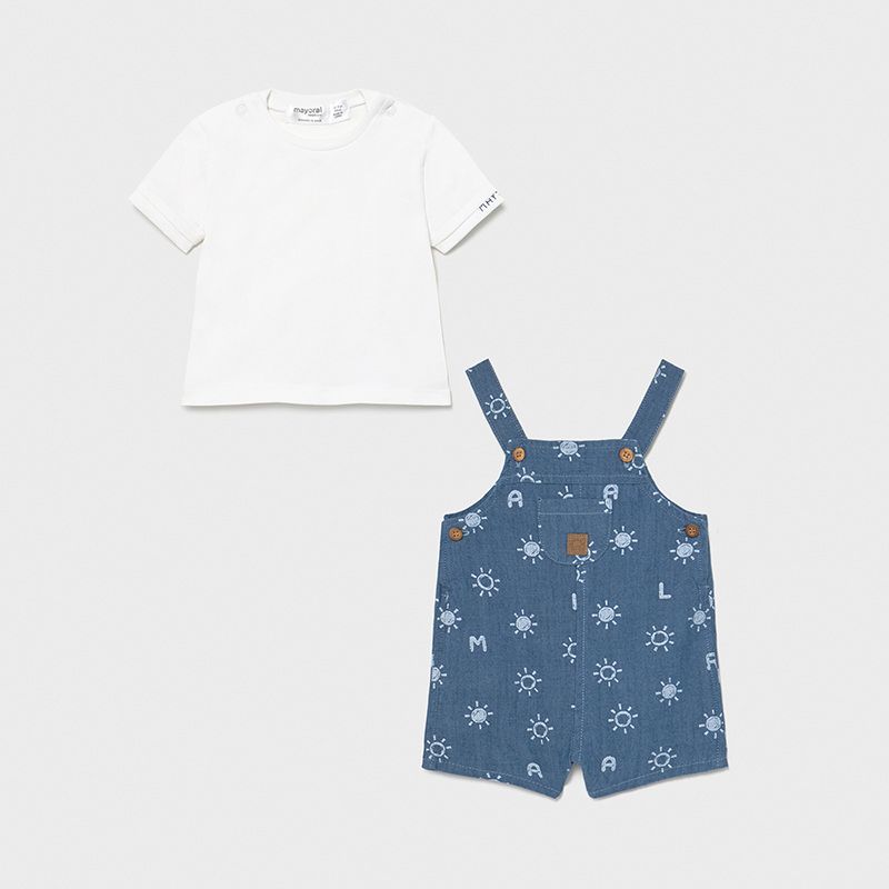 Mayoral- Newborn- Overall &amp; T-shirt Set, Style: 1639, Color: 68 Blue Denim, Size: 0-1M