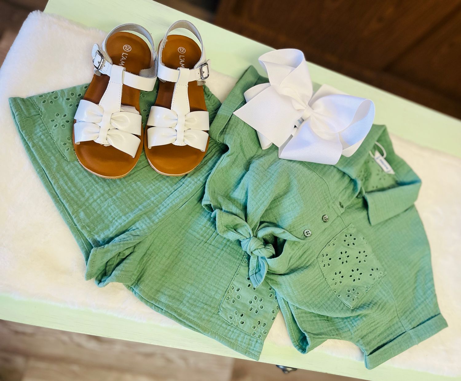 Mayoral- Mini- Girl Eyelet Shorts and Blouse Set